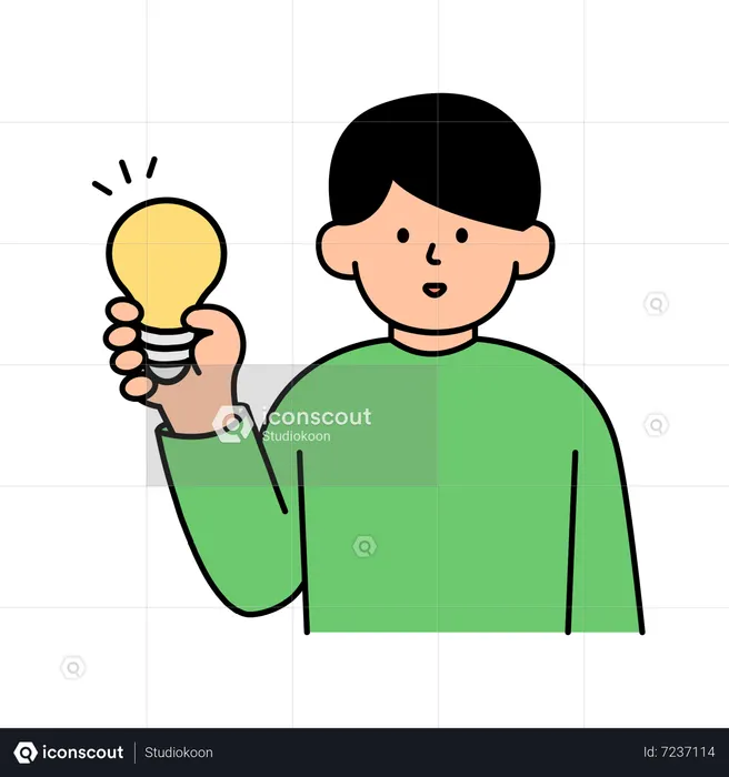 Man Holding Light Bulb  Illustration