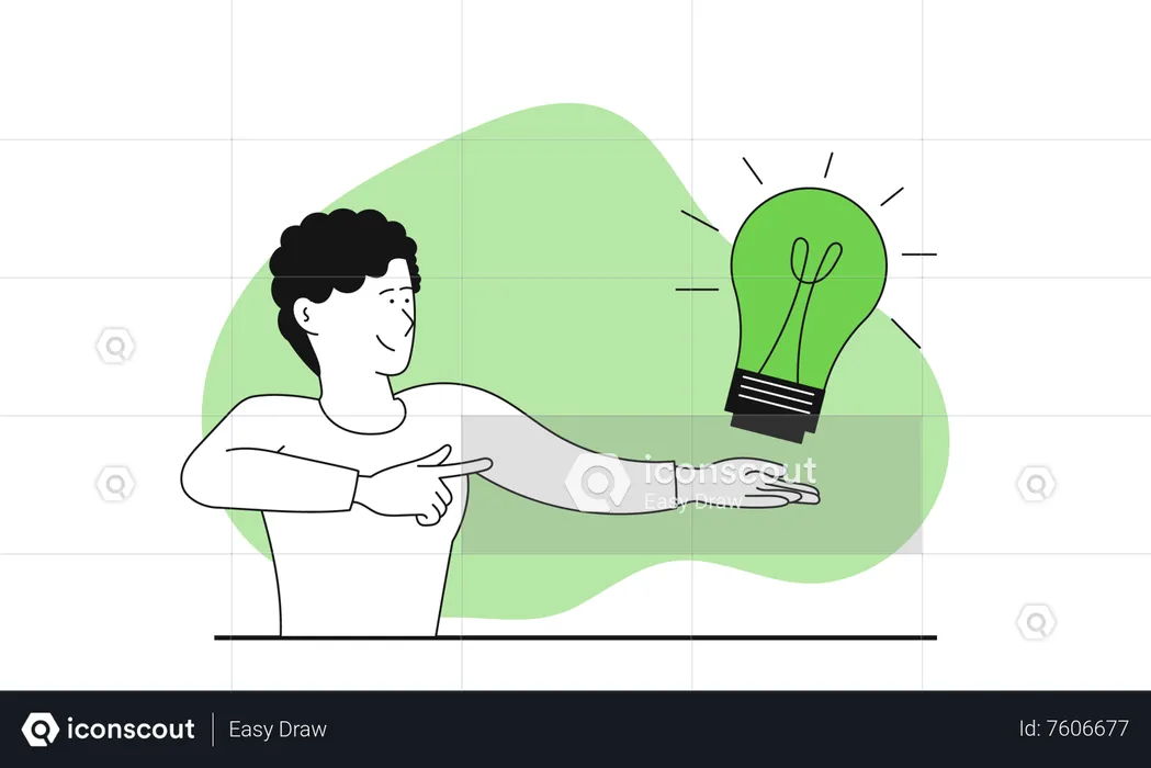 Man holding light bulb in hands  Illustration