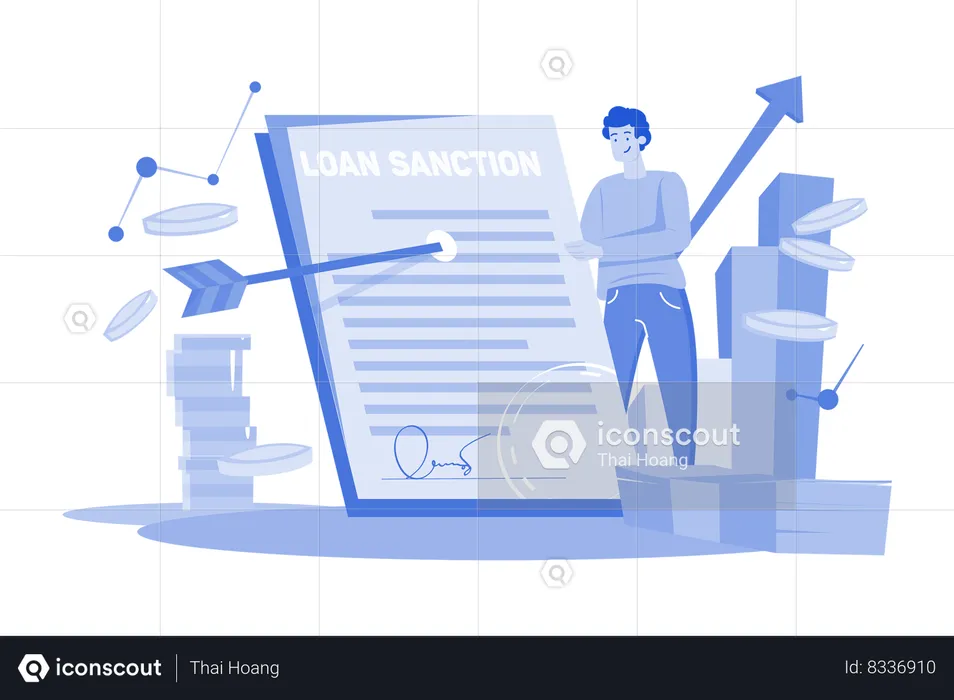 Man Holding Loan Sanction Letter In Hands  Illustration