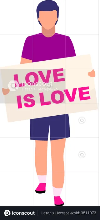 Man holding love is love card  Illustration