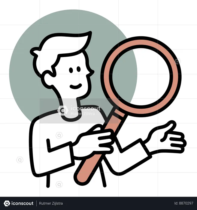 Man holding magnifier glass  Illustration