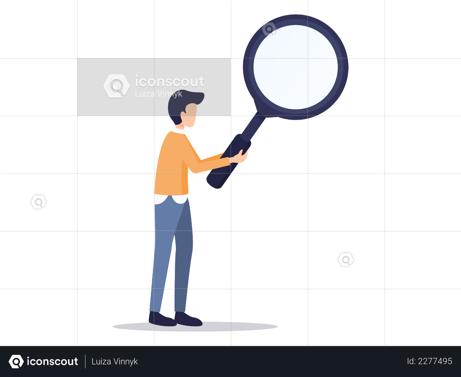 Best Premium Man Holding Magnifying Glass Illustration download in PNG ...