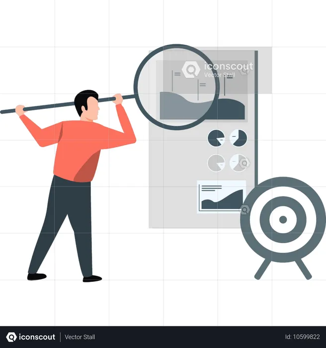 Man holding magnifying glass  Illustration