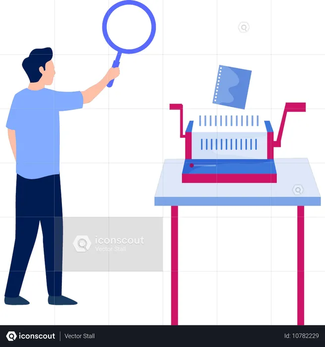 Man holding magnifying glass  Illustration