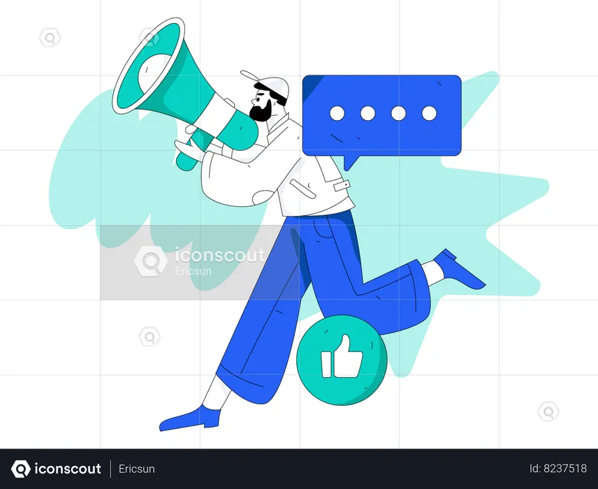 Man holding megaphone  Illustration