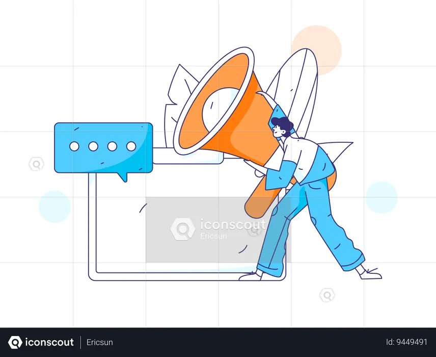 Man holding megaphone while doing marketing  Illustration