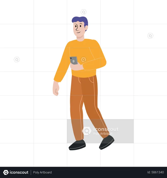 Man holding mobile  Illustration