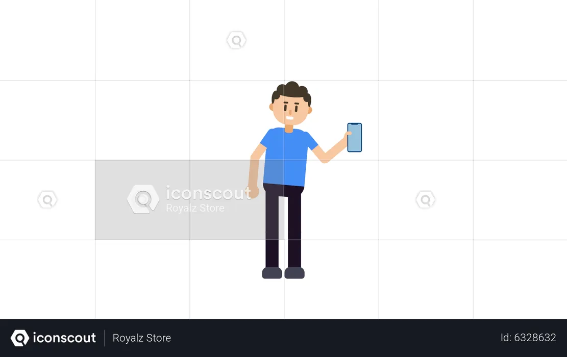 Man Holding Mobile  Illustration