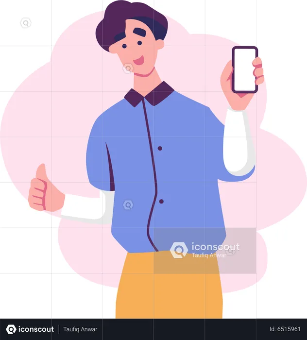 Man Holding Mobile  Illustration