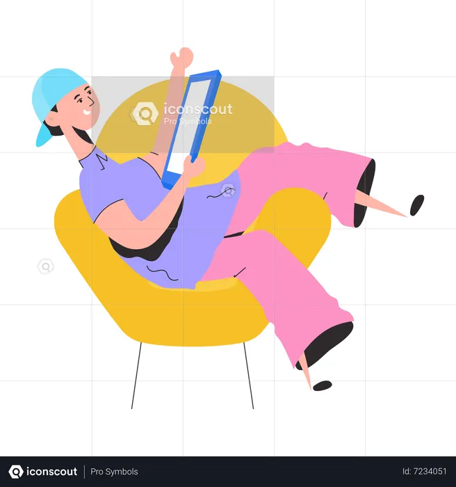 Man holding mobile  Illustration