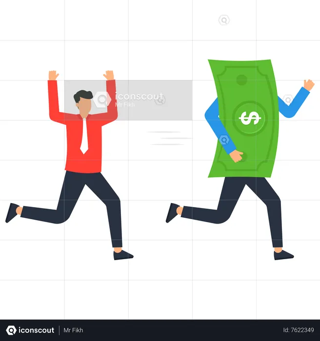 Man holding money and running  Illustration