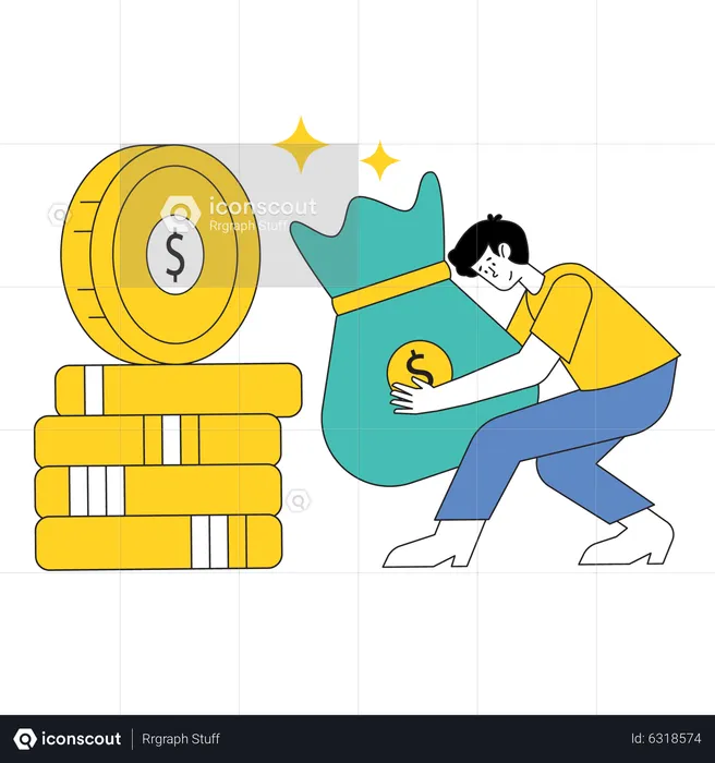 Man holding moneybag  Illustration