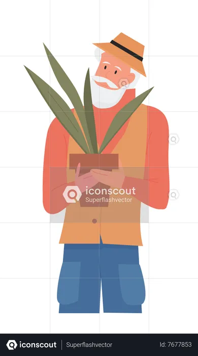 Man Holding Plant  Illustration