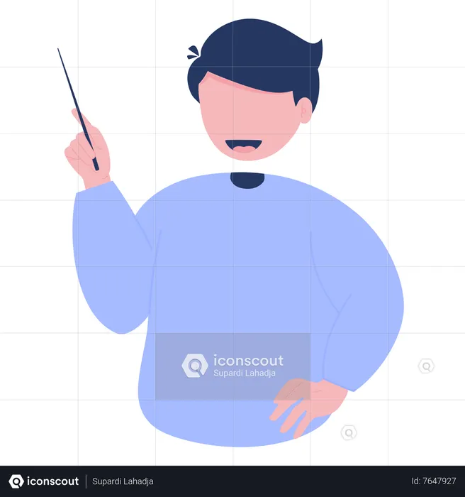 Man holding pointing stick  Illustration