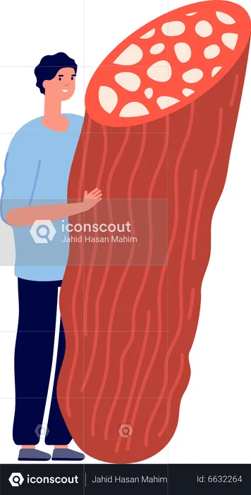 MAn holding pork  Illustration