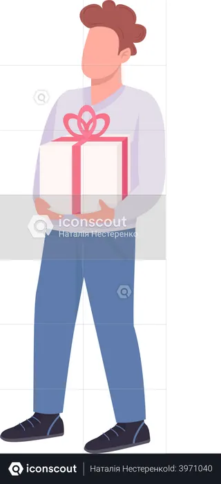 Man holding present box  Illustration