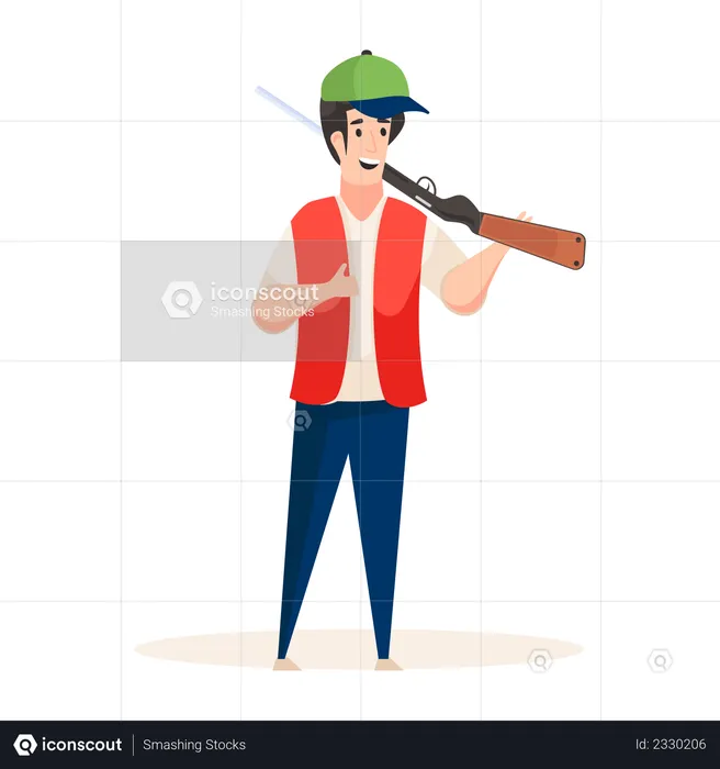 Man holding rifle  Illustration