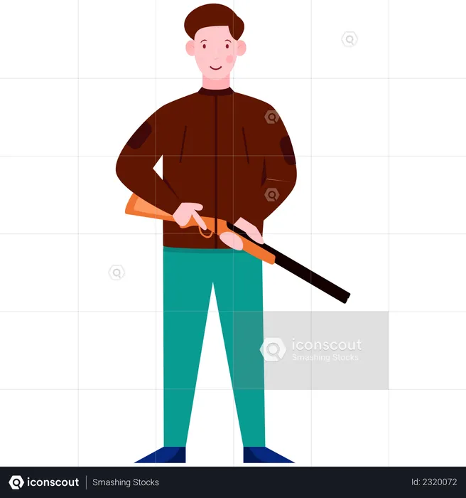 Man holding Rifle  Illustration