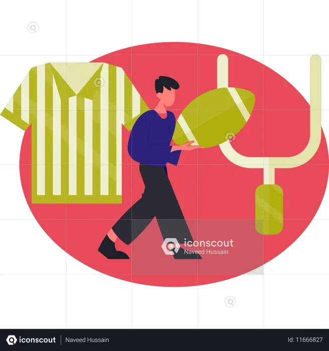 Man holding rugby ball  Illustration