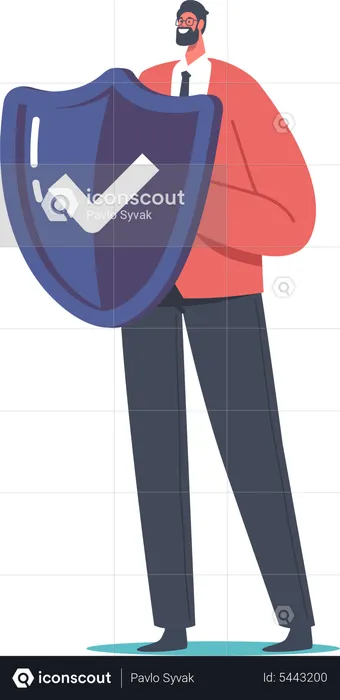 Man holding security shield  Illustration
