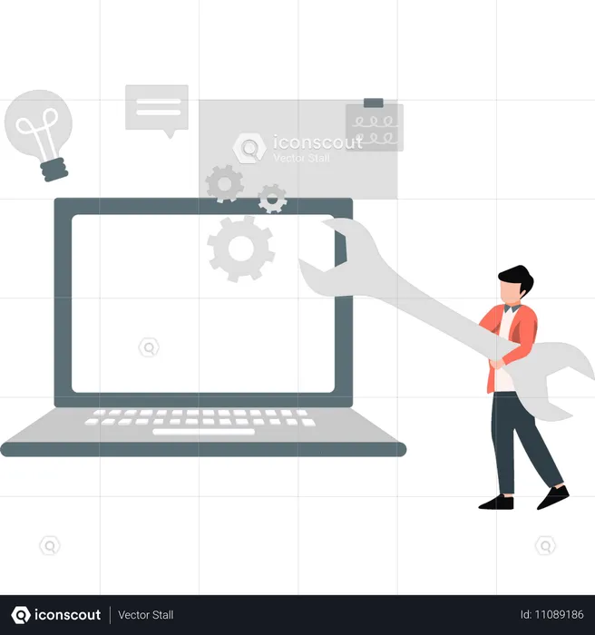 Man holding setting tool  Illustration