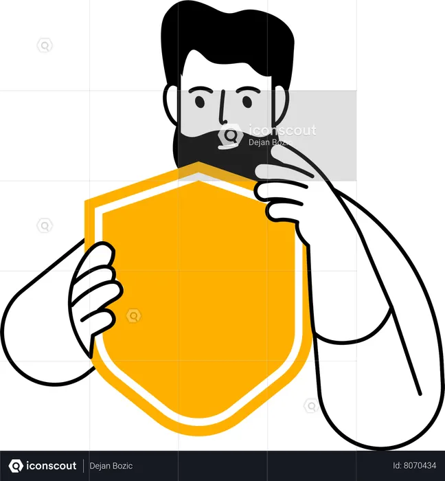 Man holding shield  Illustration