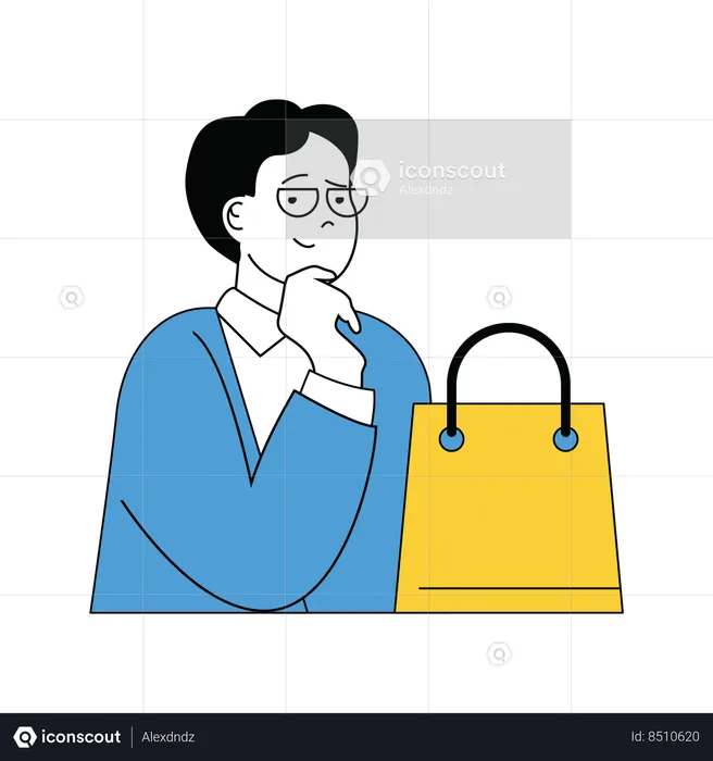 Man holding shopping bag  Illustration