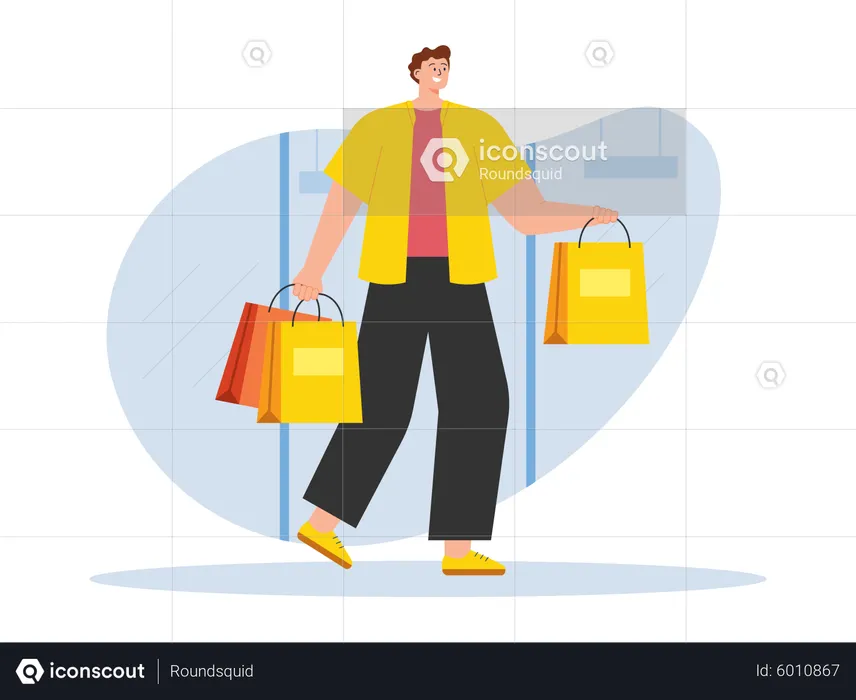 Man holding shopping bag  Illustration