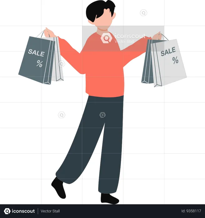 Man holding shopping bag  Illustration