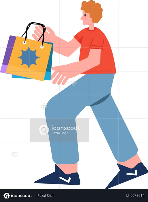 Man Holding Shopping Bag  Illustration