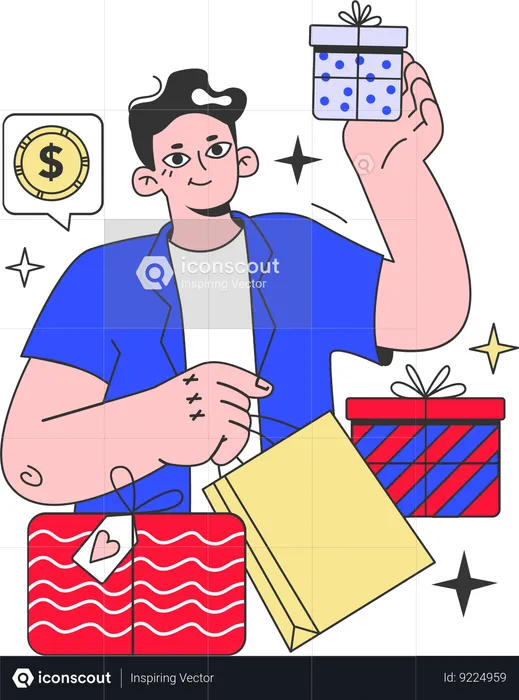 Man holding shopping bag  Illustration