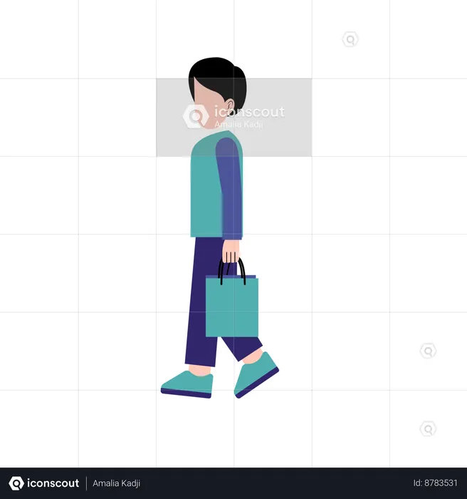 Man Holding Shopping Bag  Illustration