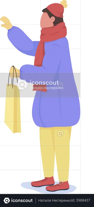 Man Holding shopping bag  Illustration