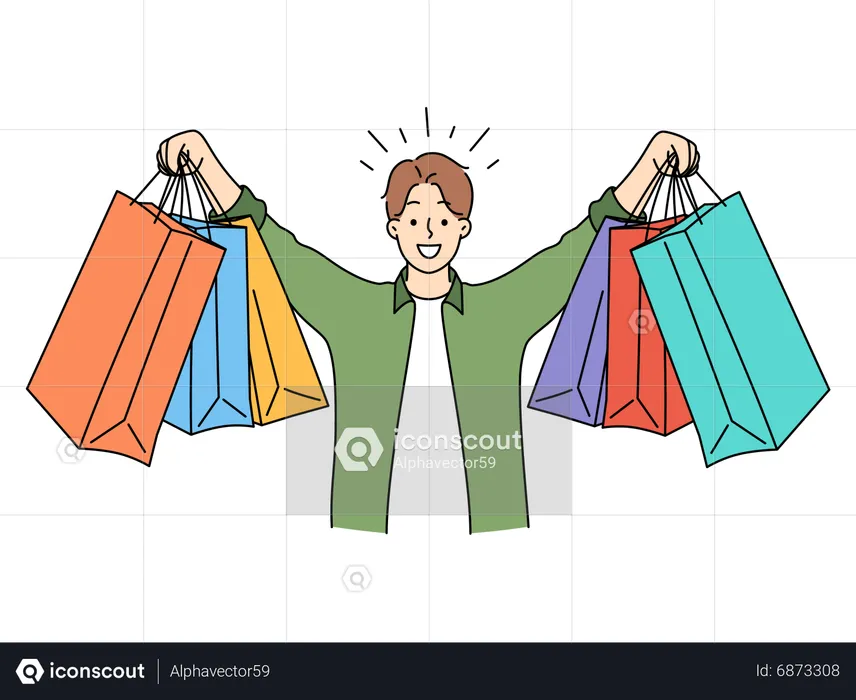 Man holding shopping bag  Illustration