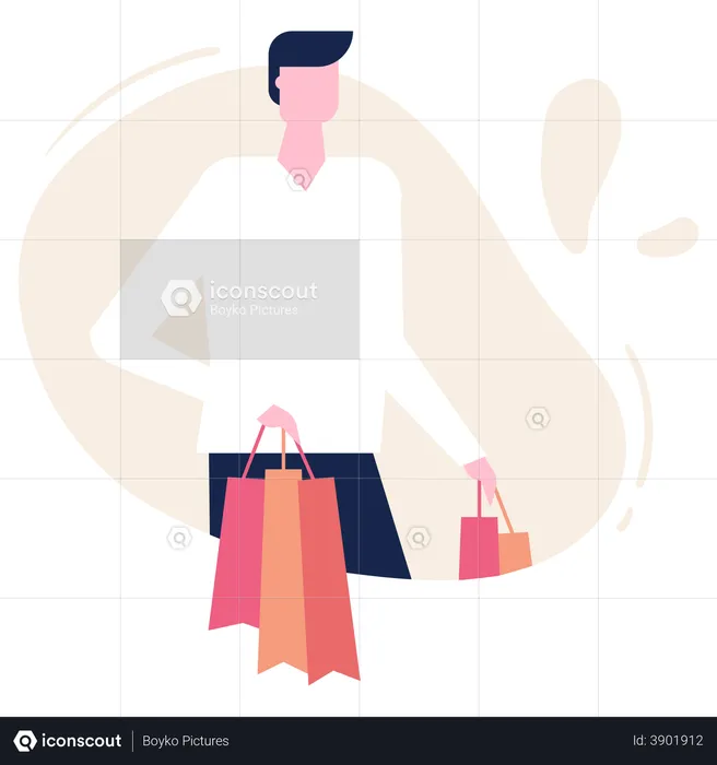 Man holding shopping bag  Illustration