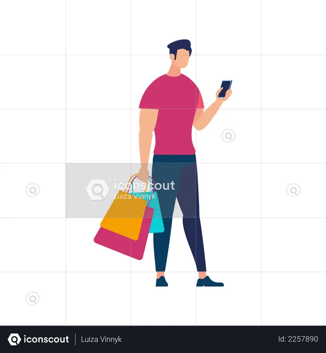 Man Holding Shopping bags  Illustration