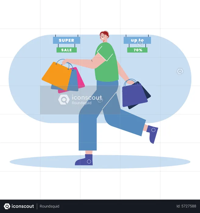Man holding shopping bags  Illustration