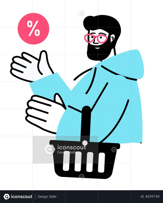 Man holding shopping basket  Illustration