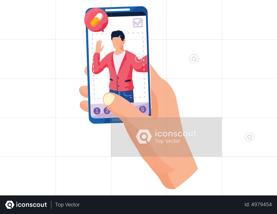 Man Holding Smartphone  Illustration