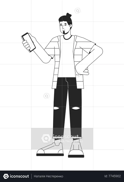 Man holding smartphone  Illustration