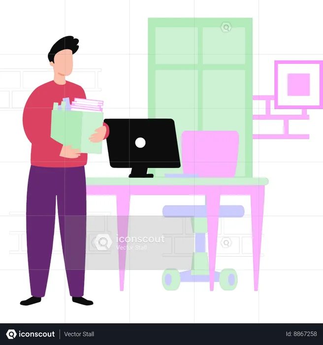 Man holding study box  Illustration