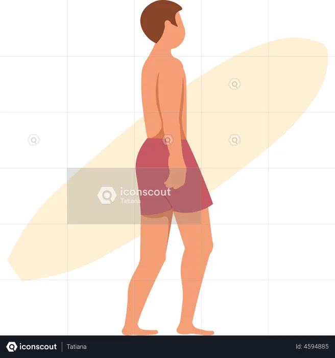 Man holding surfboard  Illustration