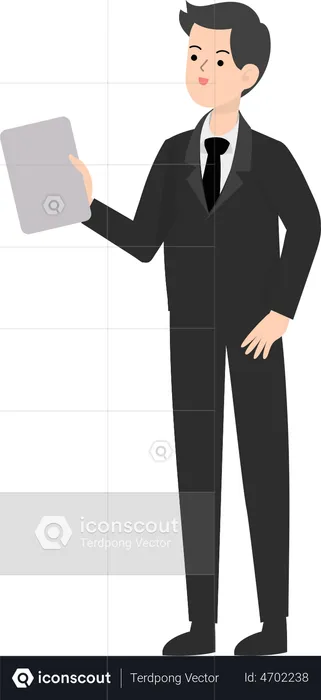 Man Holding Tablet  Illustration