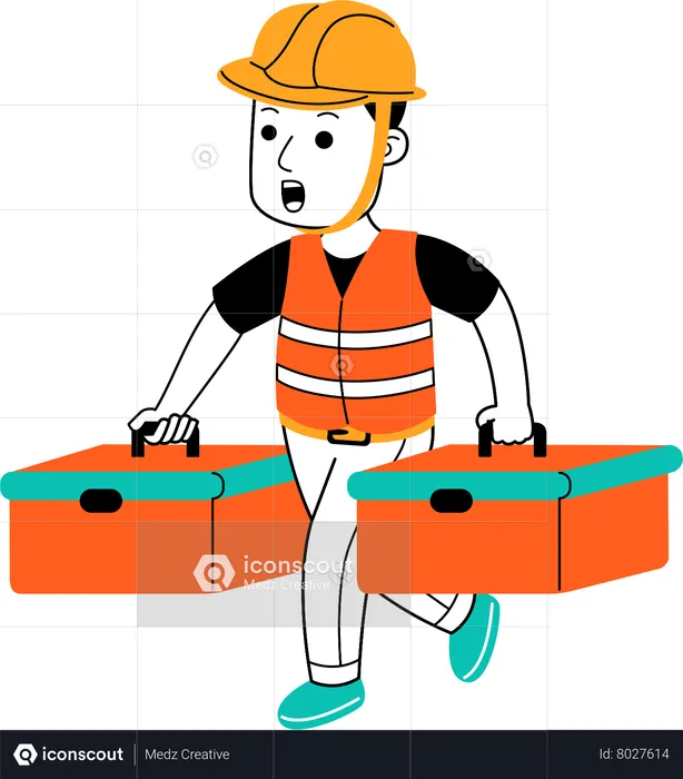 Man holding tool box  Illustration