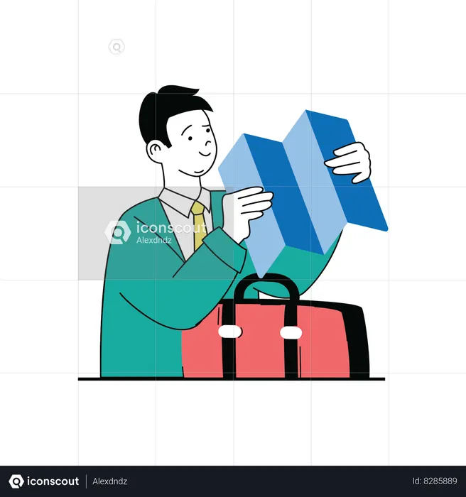Man holding travel map  Illustration