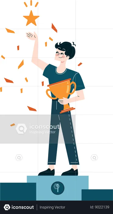 Man holding trophy cup  Illustration