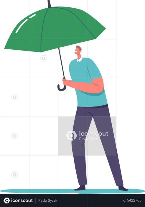 Man holding umbrella for self insurance  Illustration