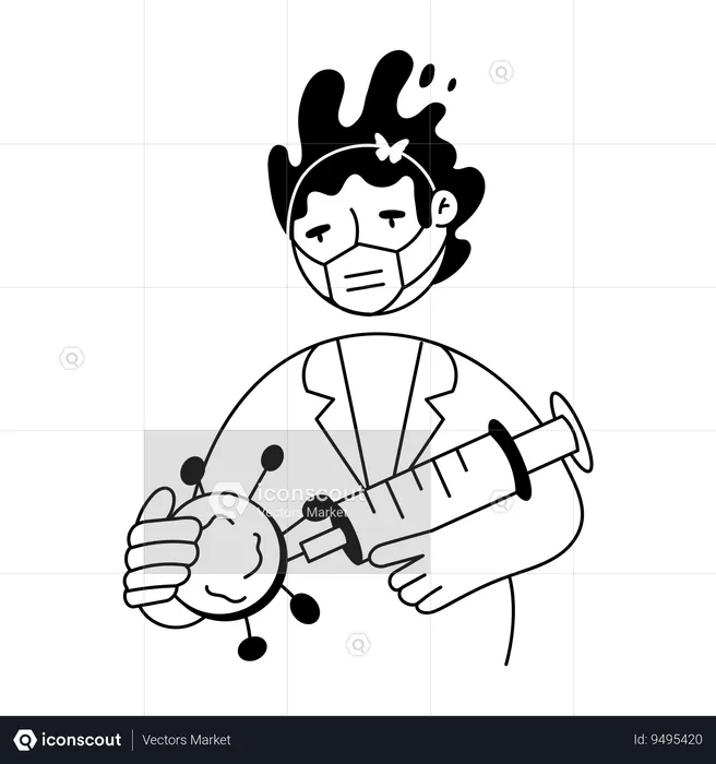 Man holding Virus Vaccine  Illustration