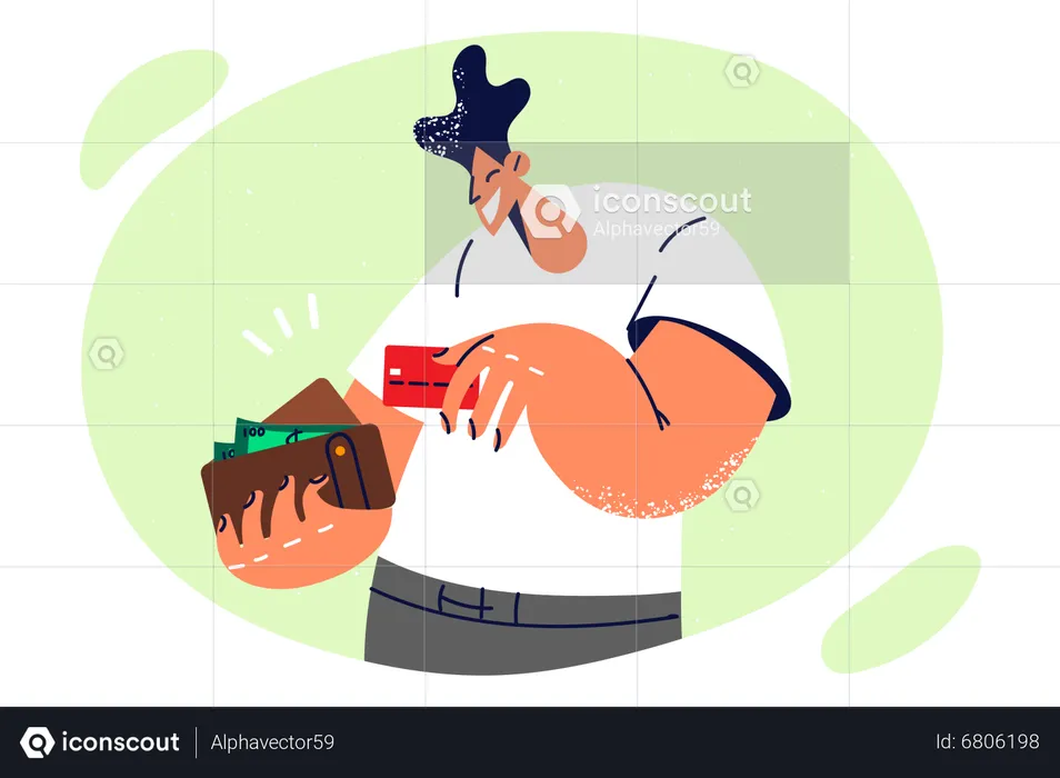 Man holding wallet  Illustration