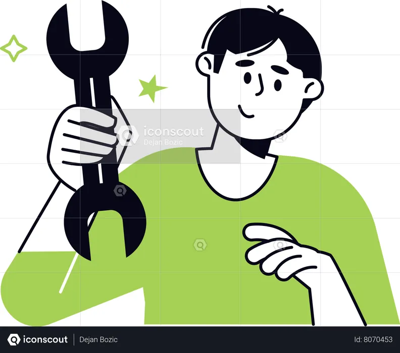 Man holding wrench  Illustration